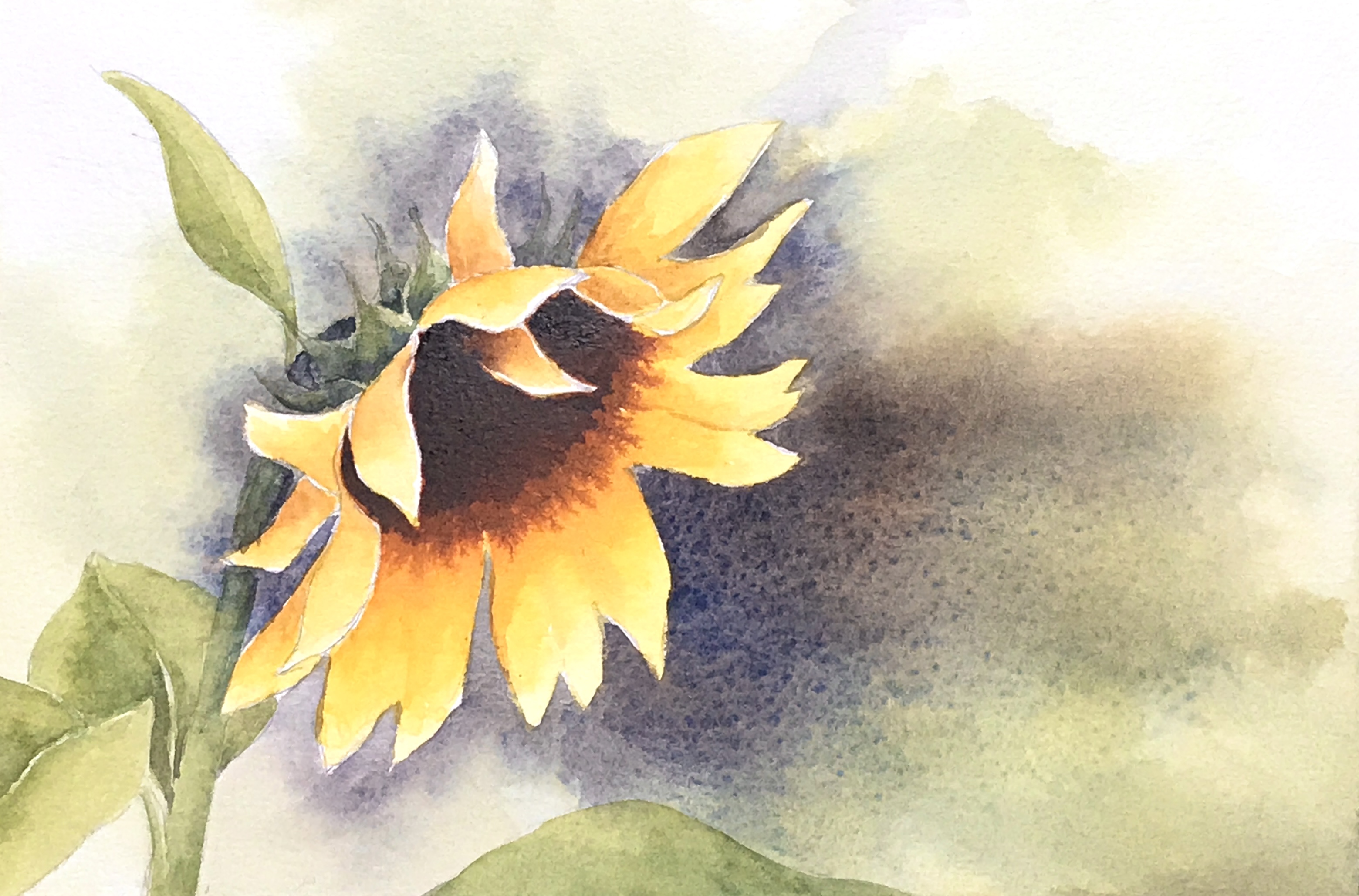 Aquarell (Lea Joos): Cottage mit Abendstimmung