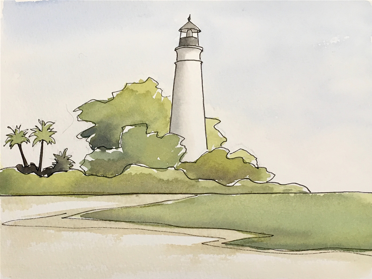 Aquarell (Lea Joos): Leuchtturm