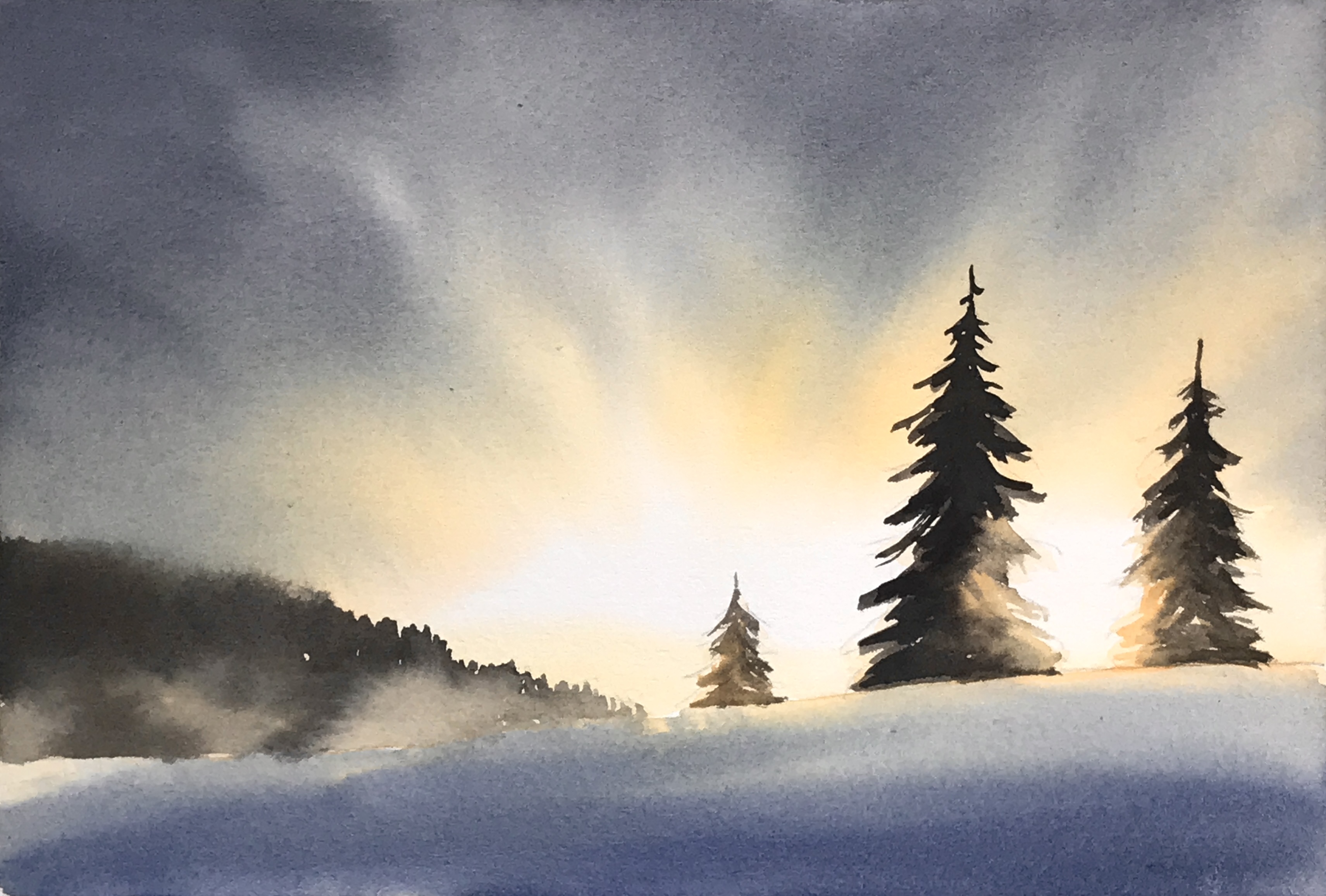 Aquarell (Lea Joos): Winterstimmung