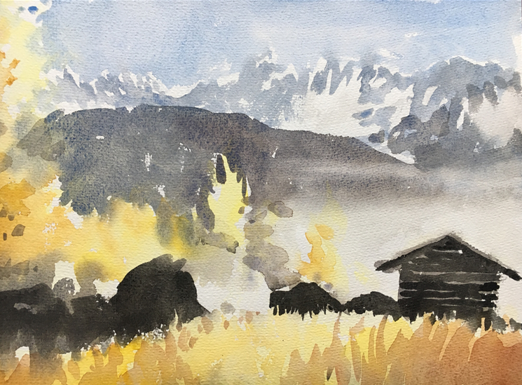 Aquarell (Lea Joos): Herbstnebel